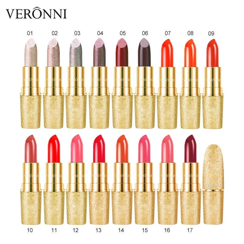 

New VERONNI Lipstick Matte Waterproof Velvet Lip Stick 17 Colors Sexy Red Brown Pigments Makeup Matte Lipsticks Beauty Lips