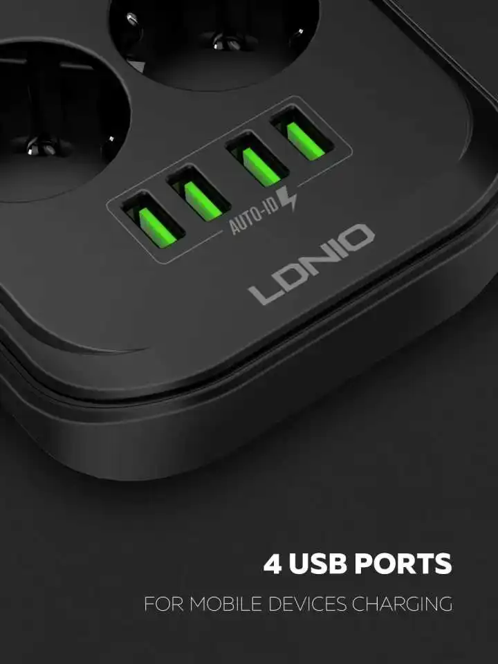 Tomada de Parede Cabo de Carga Tomada de Mesa Plug Cabo Extensão Preto 6 ac Tomada 4usb Carregador Adaptador 3.4a Forphone 2 m Usb ue 24 Tomada de parede 2 m cabo de