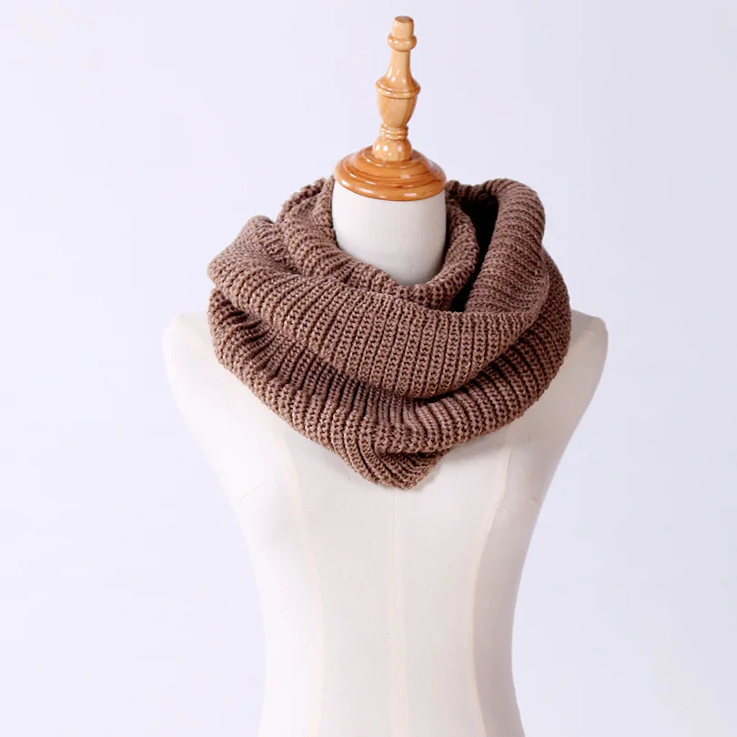 

Winter Warm Men Women Knit Cowl Neck Long ringscarf Thicken Shawl gift for lover simple design solid 2018 hot free shipping
