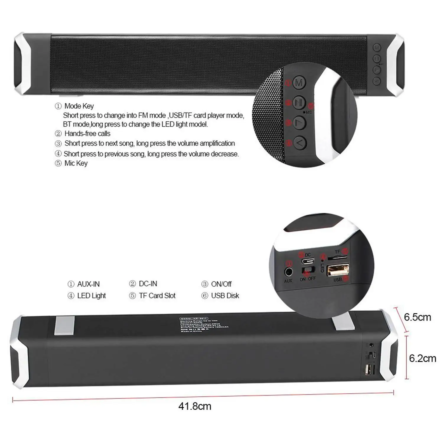 NewRiXing 10 Вт Bluetooth динамик 3D Саундбар HIFI беспроводной fm радиосабвуфер динамик s для телефона компьютера домашнего кинотеатра SDY-019