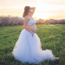 Юбки для беременных персонализированные эластичный пояс длиной до пола с шлейфом чистый Тюль оборками пачка Свадебные Юбки