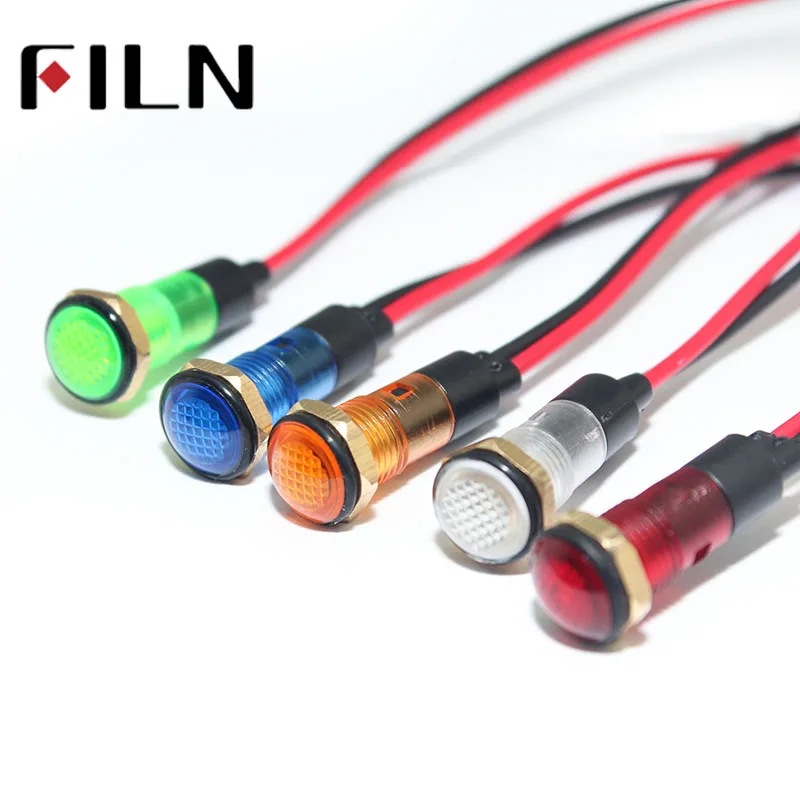 8mm FILN 6 volt 120v 12V 24V led light indicator lamp pilot light signal light