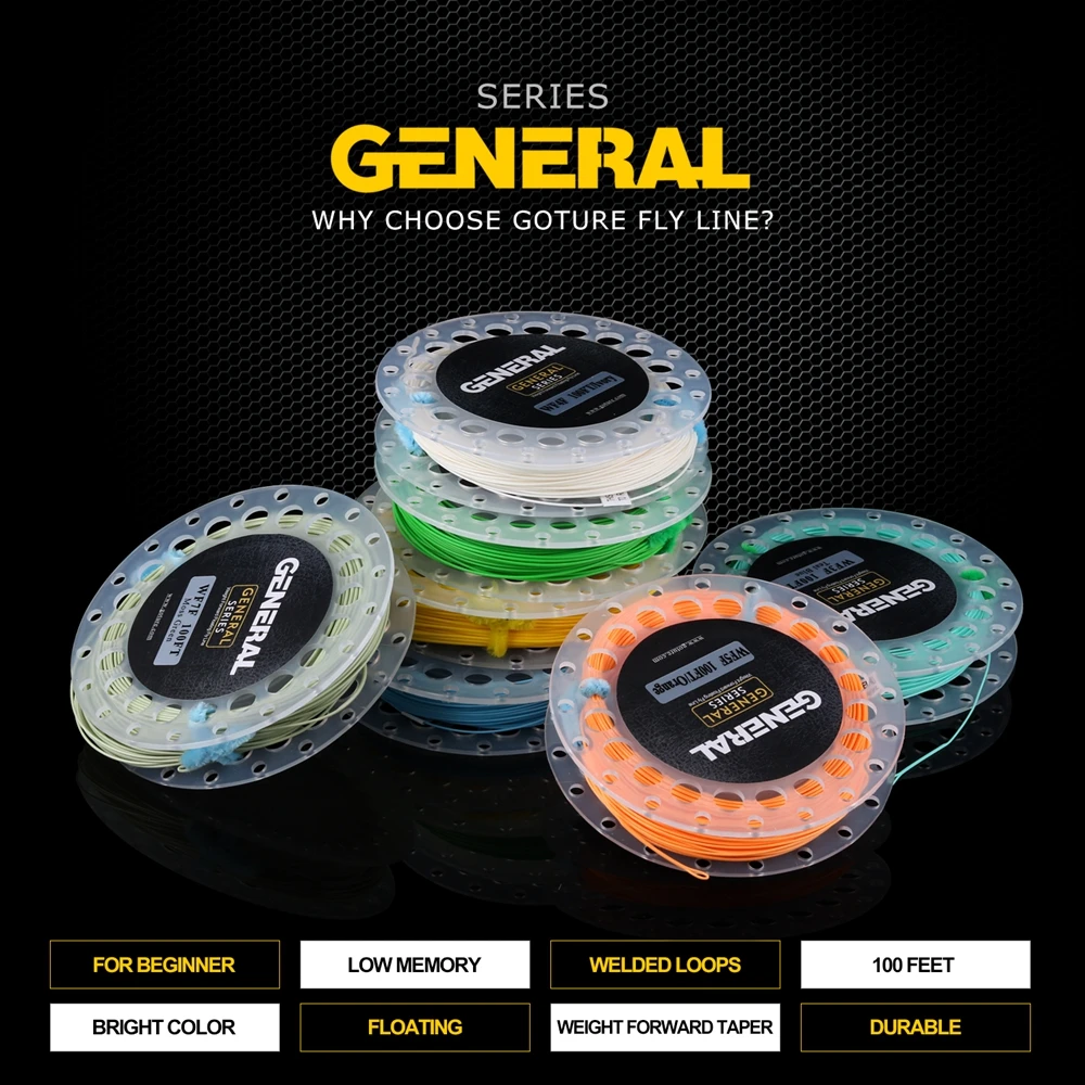 Goture العلامة التجارية يطير خط WF 3/4/5/6/7/8F الوزن إلى الأمام العائمة صنارة صيد السمك بذبابة الصيد الصناعية مع ملحومة الحلقات جديد وصول عالية الجود...
