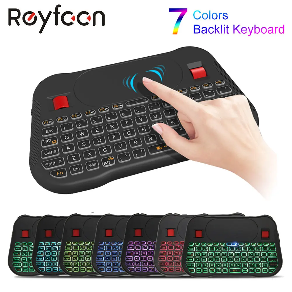 T18 Plus English Russian Fly Air Mouse Mini Backlit keyboard 2.4G Wireless with Touchpad Controller For Smart Android TV BOX | Компьютеры
