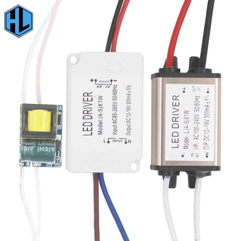 

4-5W LED light driver transformer power supply adapter Input DC12-18V AC85 - 265V Constant Current 300mA for 5050/3825 LED Strip