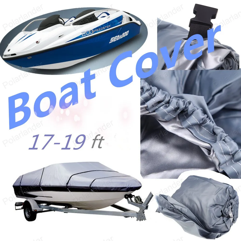 210D Speedboat Camping Fishing Grey Boat Cover Accessories 17 19ft