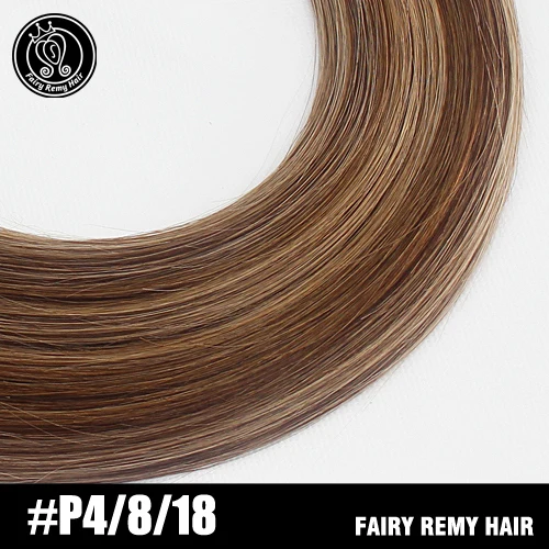 Сказочные волосы remy 0,8 г/локон 16 дюймов настоящие волосы Remy Fusion Keratin I Tip человеческие волосы для наращивания шелковистые прямые профессиональные салонные волосы - Цвет: P4-8-18