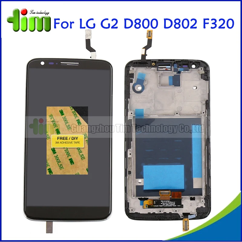 

100% Tested Original Black White 1920x1080 For LG G2 D800 D802 F320 LCD Display Touch Screen+Frame Digitizer Assembly Free 3M