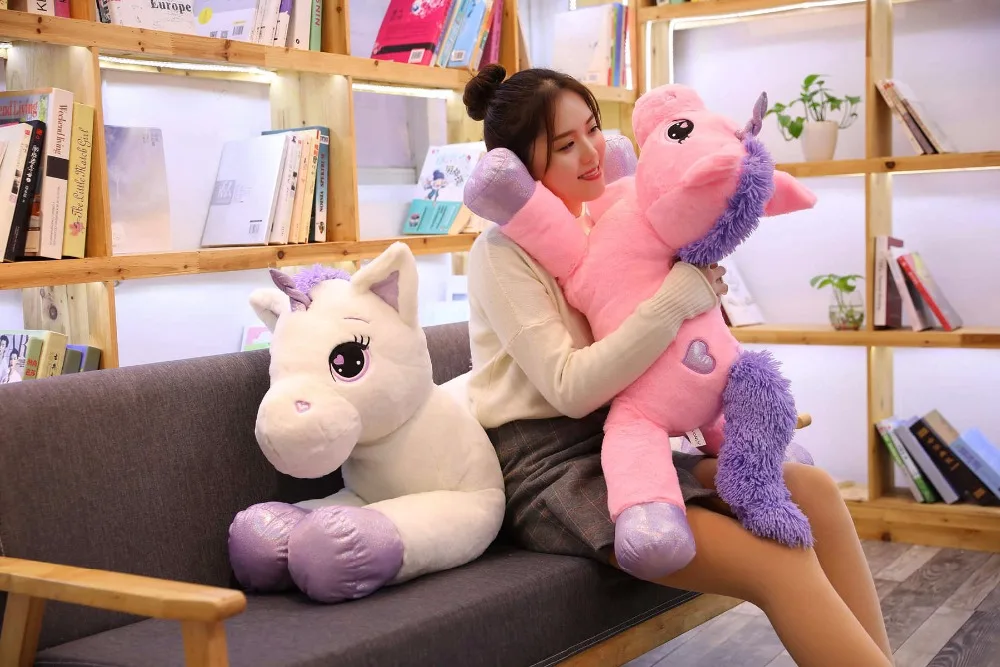 Brinquedos de Pelúcia Brinquedo de Cavalo de Pelúcia Unicórnio Branco Gigante Macio Unicornio Peluche Boneca Presente Crianças Foto Adereços 85 cm - 100 16 85 cm100 cm unicórnio branco brinquedos de