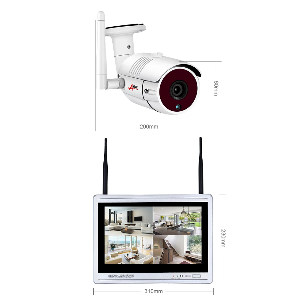 ANRAN 4CH Wifi CCTV камера 1" ЖК NVR комплект 1080P HD ночное видение наблюдения IP камера наружная камера безопасности