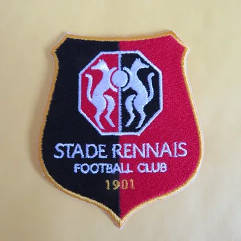 

2pcs/lot Football soccer fussball club Team Stade Rennais logo iron on Patch Aufnaeher Applique Buegelbild Embroidered