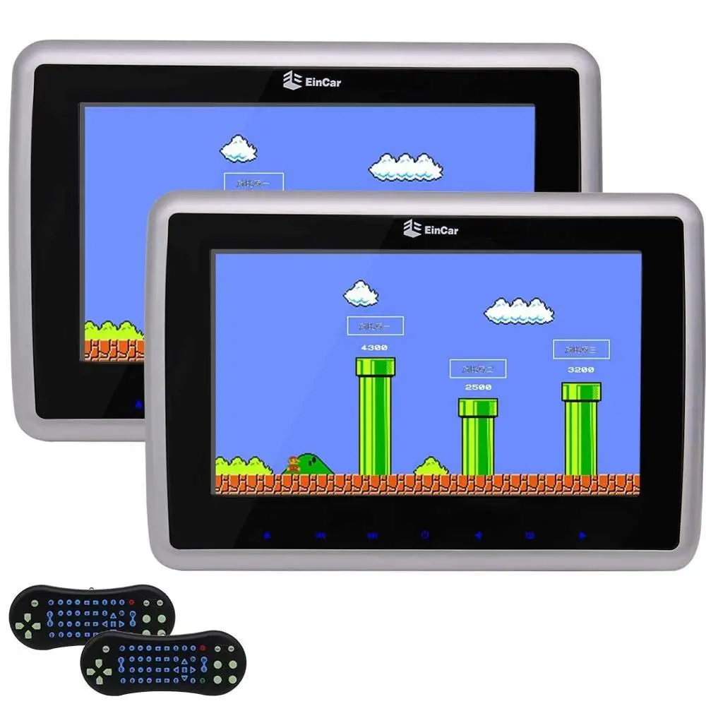 

2x 10" Car PC Pillow Headrest Monitor CD DVD Player USB/SD/HDMI/FM/Game TFT LCD Screen Touch key Support TV Wireless Headphone