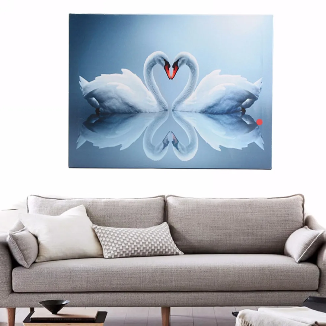 LED Light Up Love Swan Canvas Print Picture Wall Hanging Christmas Decor 30x40cmCanvas Wall Art Pictures Home Decor Living Room