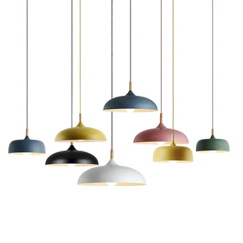 

American Modern Round Pendant Lights Fixture White/Black Pot Cover Nordic Droplight Home Indoor Restaurant Cafes Pub Bar Lamps