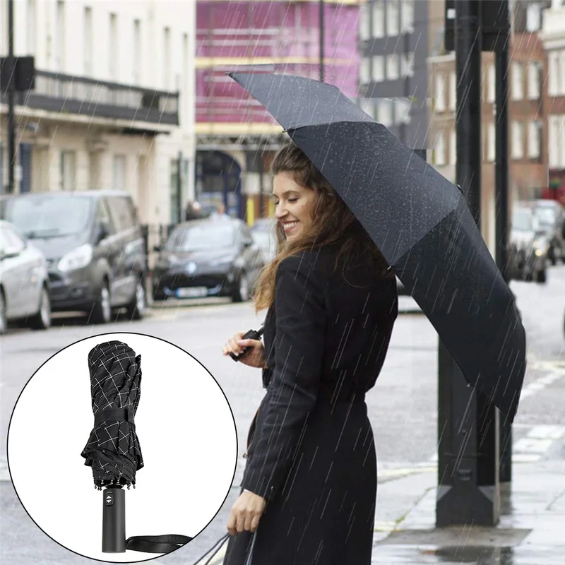 

Windproof Semi-Automatic Umbrella Sunny Rainy Women Folding Luxury Umbrellas for Men Business Black Handle Rain Gear