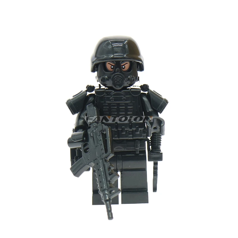 

Swat Police Figures With Weapon Guns Gas Mask Accessories Building Blocks Military Army Soldiers Diy Model Bricks Toy Hobbies
