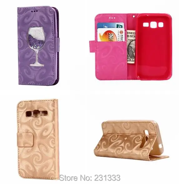 

C-Ku Liquid Red Wine Cup Wallet Leather Pouch Case For Samsung Galaxy NOTE9 Grand Core G360 S5 MINI Stand TPU ID Card Cover 1pcs