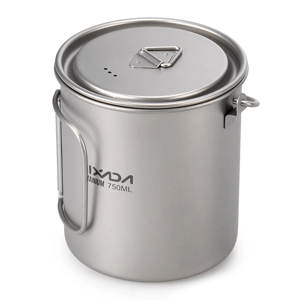 

Lixada 1/3psc Titanium 750ml Pot Lightweight Titanium 750ml Pot 420ml Water Cup Mug with Lid Collapsible Handle Folding Spork