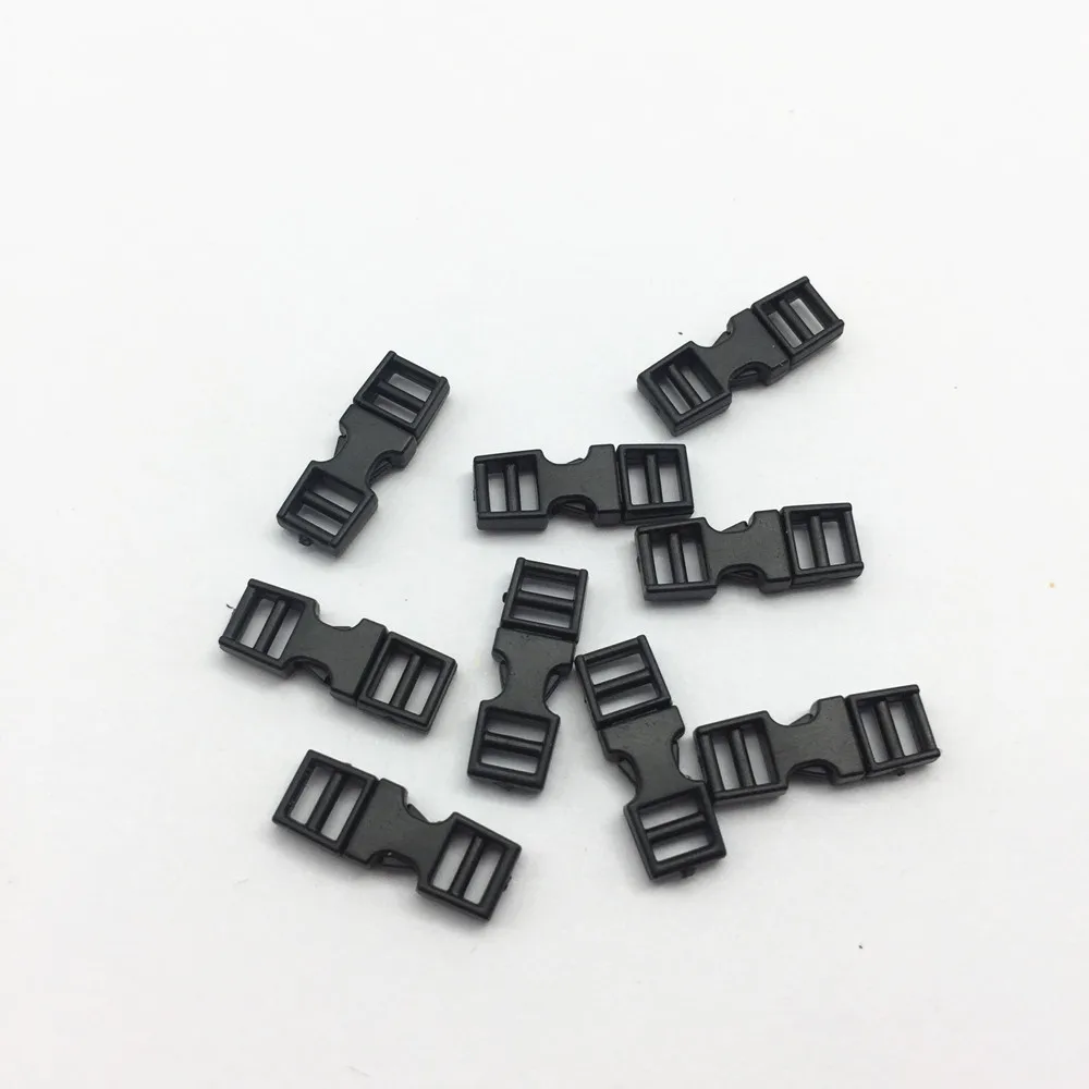 50sets Plastic Tiny 16x6mm Mini Belt Buckles Sewing DIY Patchwork Doll Clothes Adjustable Buttons Accessories Black White Clear