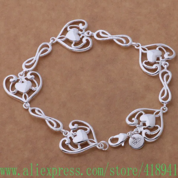 Посеребренный браслет, посеребренные модные ювелирные изделия красочное сердце/edmamuta beoajvva AH193