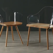 Классический Современный дизайн из массива бука, прозрачный акриловый прозрачный обеденный стул с боковой рукояткой, Модный популярный стул с кристаллами и бриллиантами, 1 шт