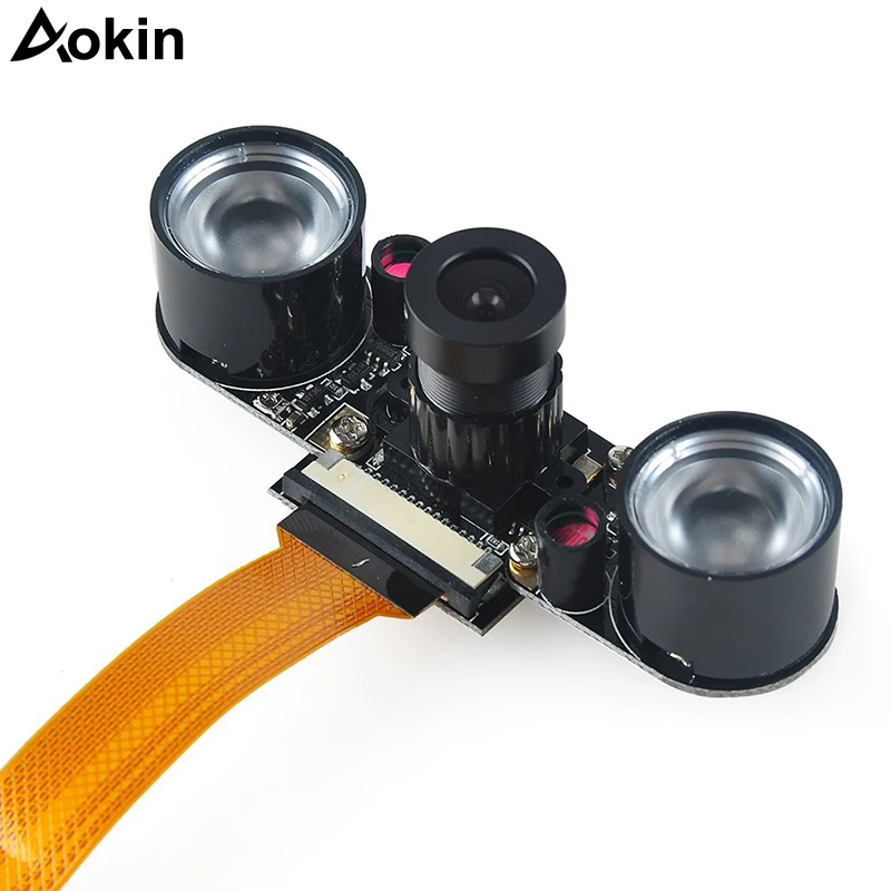 

5MP Wide Angle Camera Night Vision 1080p Webcam 2 Infrared IR LED Light With 16cm FCC cable for Raspberry Pi Zero and Zero W