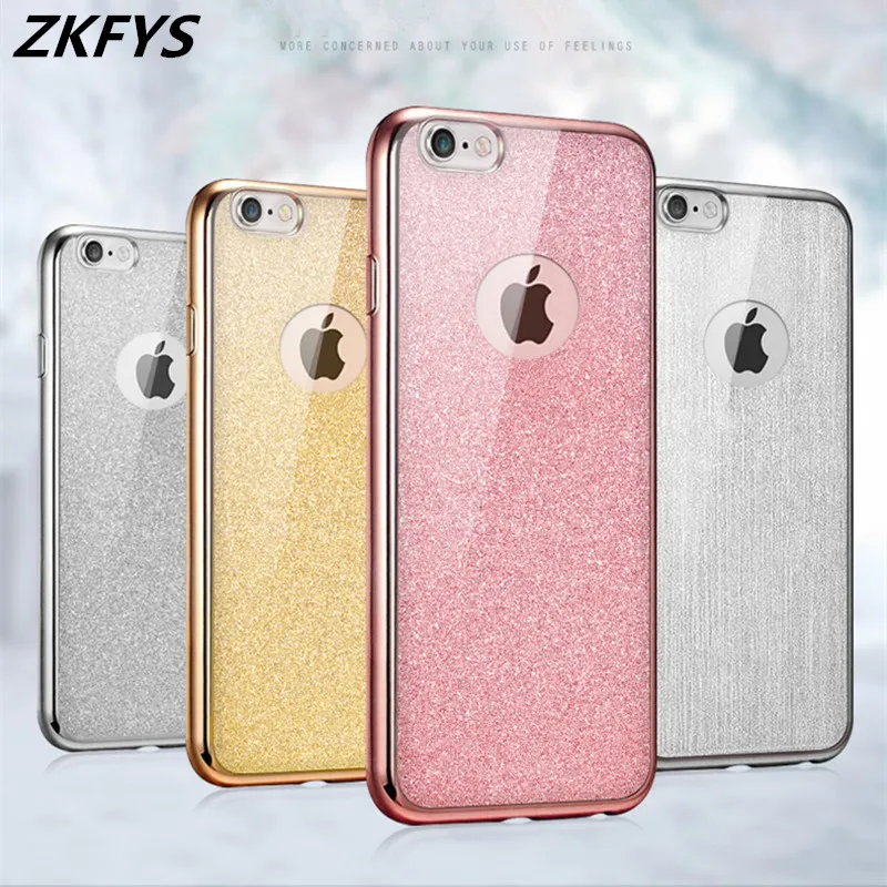 

TPU Plating Gilded Case For iPhone 8 7 6S 6 Plus Cover For iPhone X 8 7 6 6S 5 5S SE Soft Silicone Glitter Case Bling Fundas