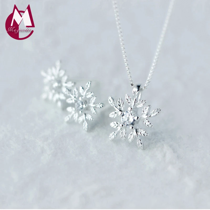 

New Fashion 100% Real 925 Sterling Silver Earrings for Women Snowflake Stud Earring Trendy Romantic Earing Fine Jewelry E104