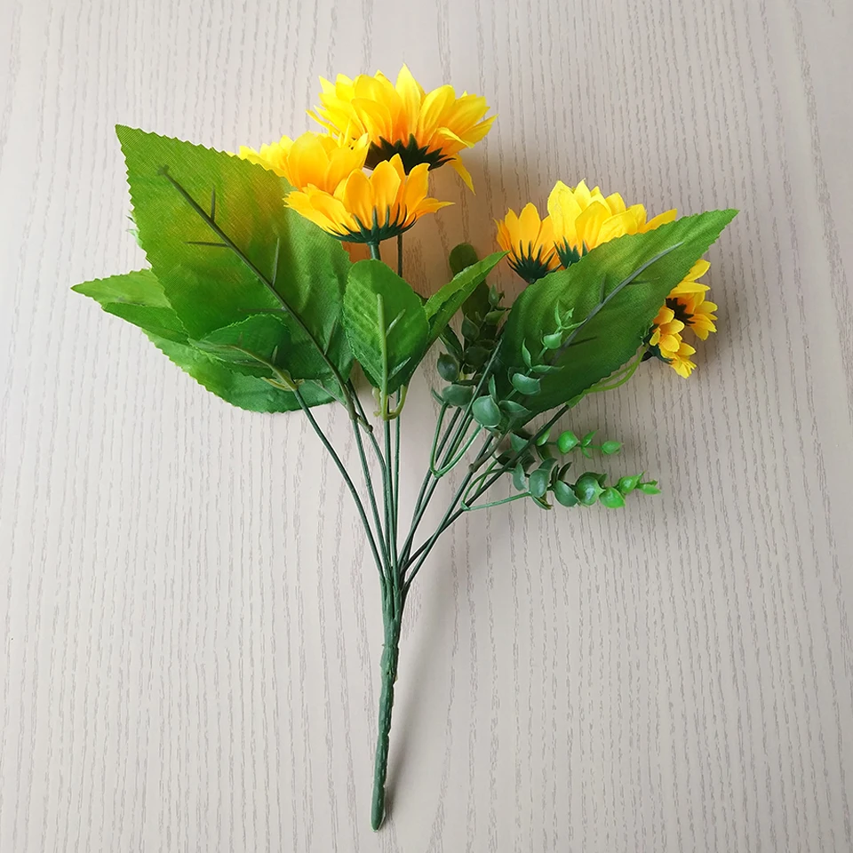 13 Heads Silk Artificial Sunflower Bouquet Fake Sunflower Bouquet Daisy Flower Table Home Room Wedding Decoration (6)