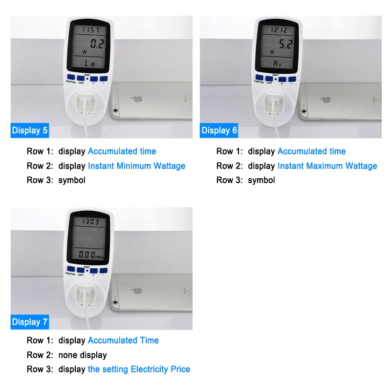 7 режимов ЖК-дисплей монитор использования электроэнергии измеритель мощности ЕС вилка домашняя энергия ватт усилители напряжения мощность кВт-ч анализатор потребления