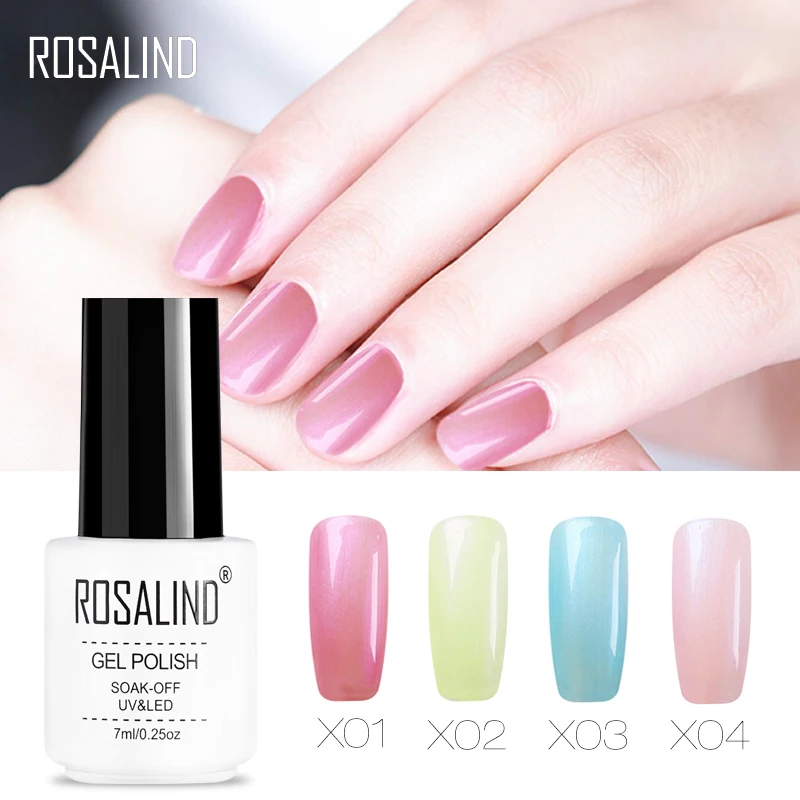 

ROSALIND Gel 1S White Bottle X01-X12 7ML Pearl Semi Permanent Gel Varnish 12 Colors UV-LED Long-lasting Gel Nail Polish