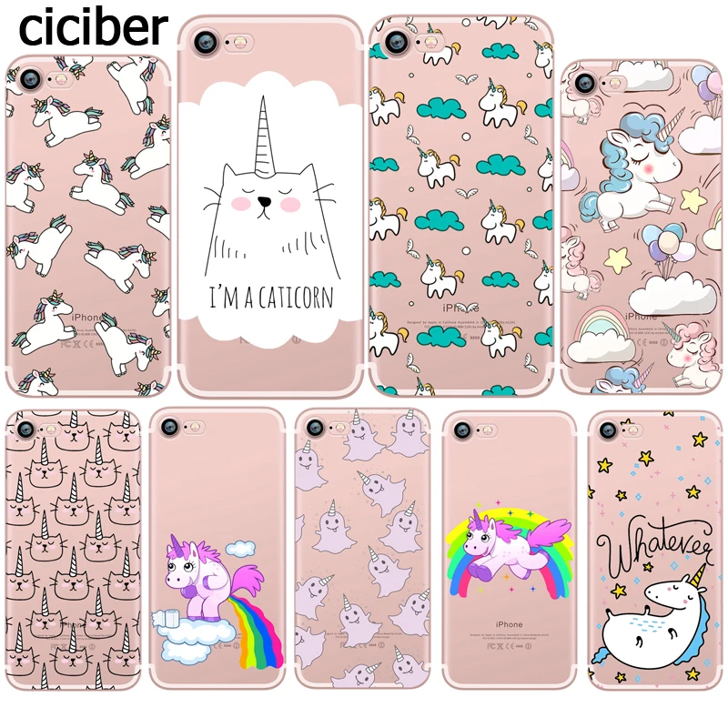 Beste Telefoon Case Eenhoorn Leuke Cartoon Regenboog Soort Heilige Jong Silicone Soft TPU transparant voor Apple iphone 5 S 6 6 S 7 Plus SE 5 Funda