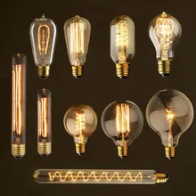 Bombilla vintage Edison E27, lámpara retro de 40w, ampolla incandescente de 220V para decoración, bombilla de filamento E27, luces colgantes, Bombilla antigua