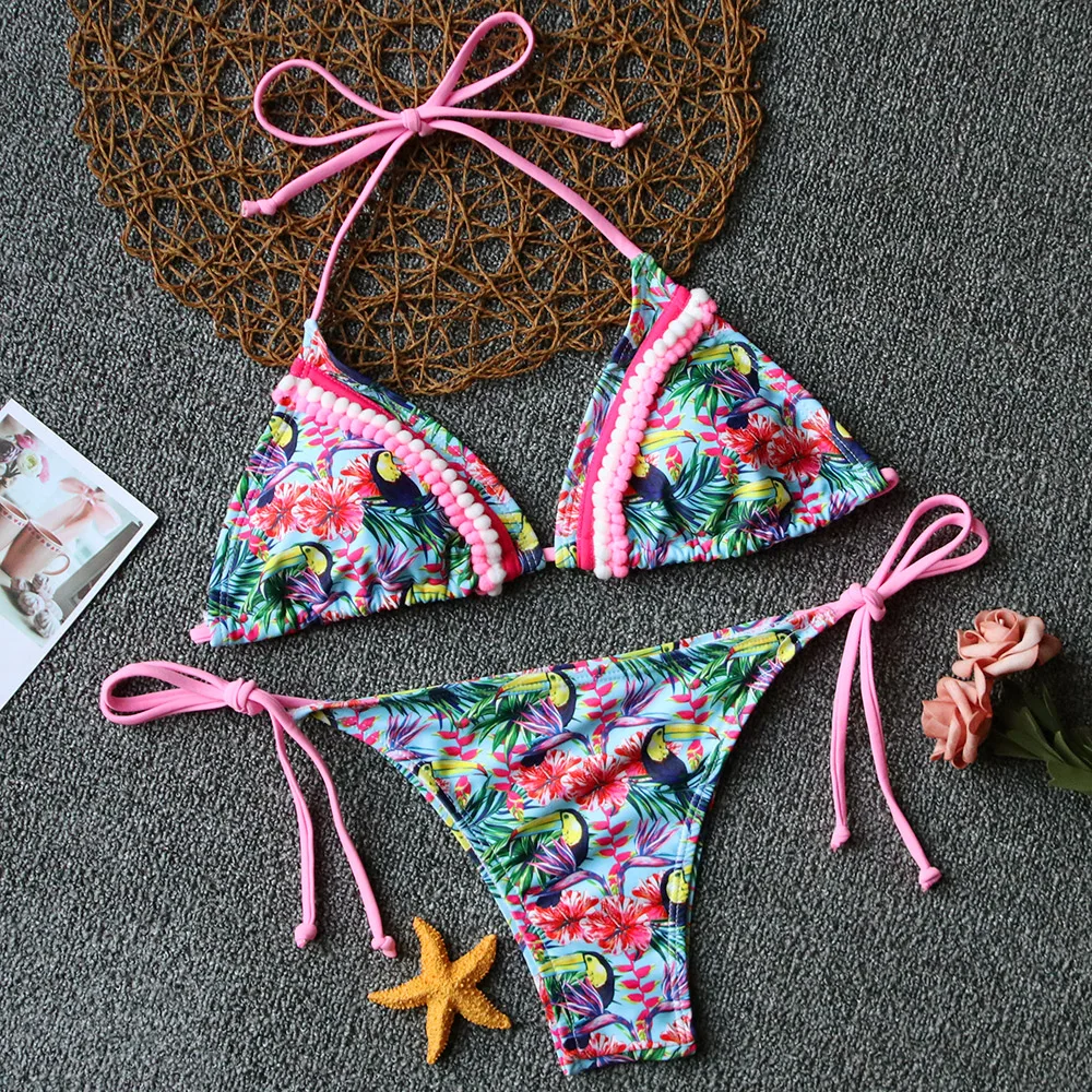 2019 New Sexy Bikini Swimwear Women Push Up Swimsuit Halter Top Bikini Set Ruffle Bathing Suit Beach Wear Print Biquini 2019 New Sexy Bikini Swimwear Women Push Up Swimsuit Halter Top Bikini Set Ruffle Bathing Suit Beach Wear Print Biquini