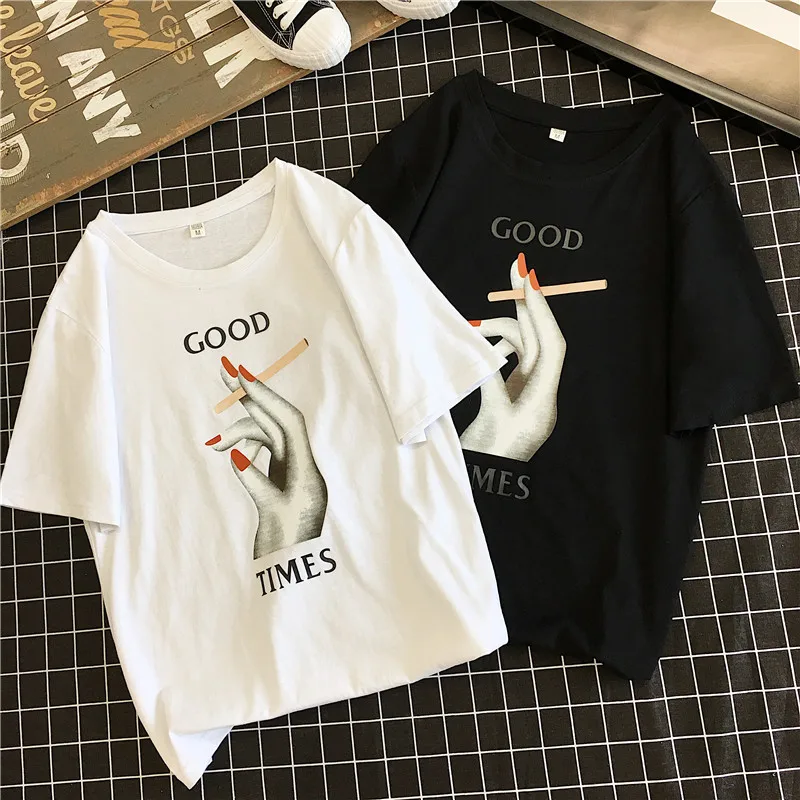 

2019 New Printed Women T-shirts Casual Tee Tops Spring and Summer Short Sleeve Female Loose T shirt Women Clothing