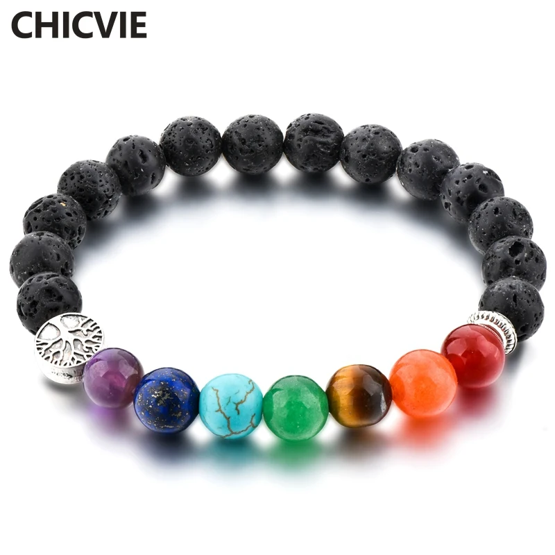 

CHICVIE Casual Silver Tree Of Life Chakra Bracelets Bangles For Women Personality Handmade Elegant Jewelry Bracelet SBR180136