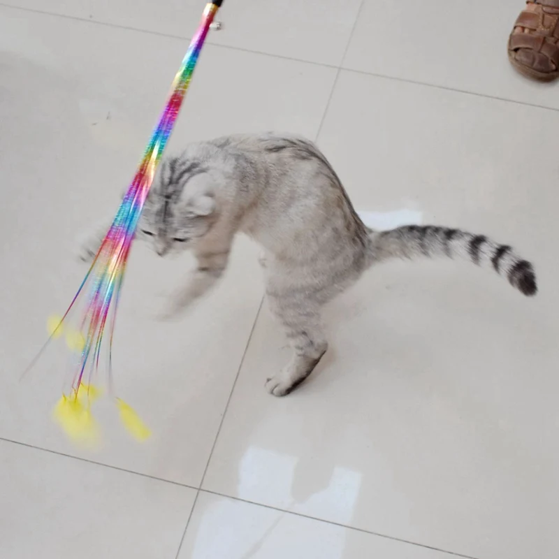 Упражнения-красочные игрушки с бубенчиками ворсовая кошачья палочка игрушка для кошек Когтеточка игровое обучение для Gatos
