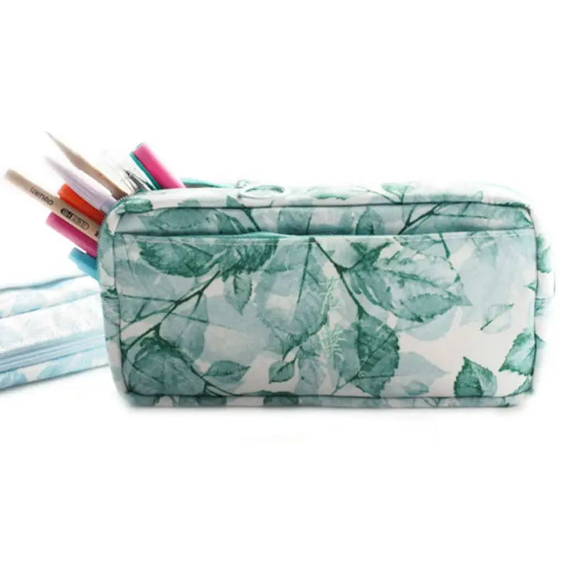 

Green Leaves Pencil Case For Girls School Supplies Bts Stationery School Cute Big Double Layers Pencil Box Pen Bag School Tools