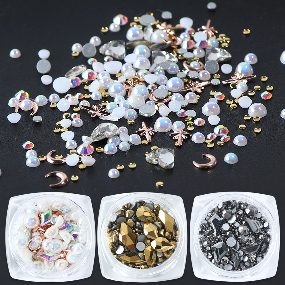 3D Mix Sizes Crystal AB Rhinestones Nail Art Decorations Charm Flatback Glitter Beads Jewelry Stones Manicure Accessories LA1018 (16)