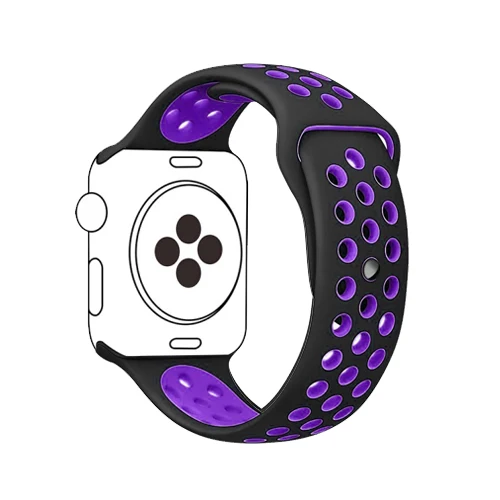 Спортивный силиконовый ремешок для apple watch группа 4 5 44 мм 40 мм, 42 мм, 38 мм, версия наручных часов iwatch, 5/4/3/2/1 ремень браслет резиновый ремешок для часов аксессуары - Цвет ремешка: black purple 13