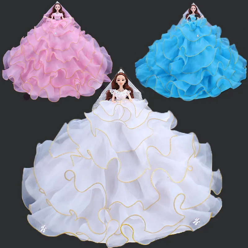 

bjd baby doll accessories Doll Wavy Big Wedding Set Gift Clothes Dress Girl Toy lol Doll baby born beautiful princess hair 45cm