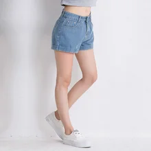 AQ51 летние женские шорты свободного кроя, хлопковые шорты размера плюс, женские джинсовые шорты с высокой талией