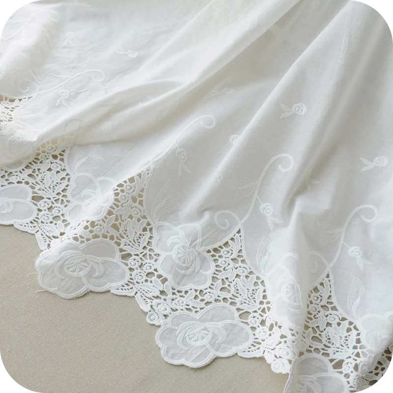 

New product N, garden white pure cotton embroidery cloth, cotton bud silk embroidered