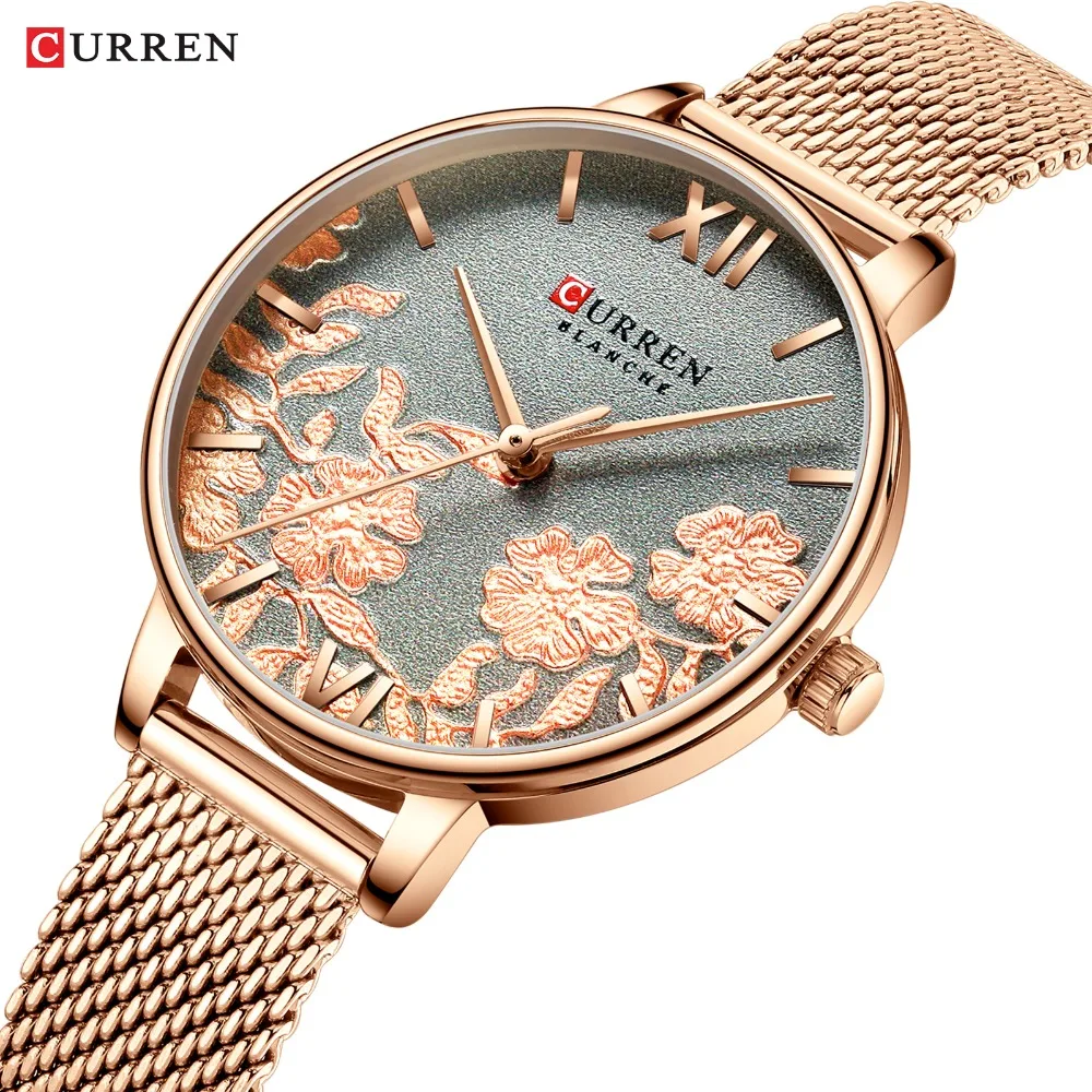 CURREN Womens Quartz Gold Watch Top Brand Fashion Wrist Watch Women Watch Elegant Steel Strap Waterproof Women Clock Reloj Mujer (1)