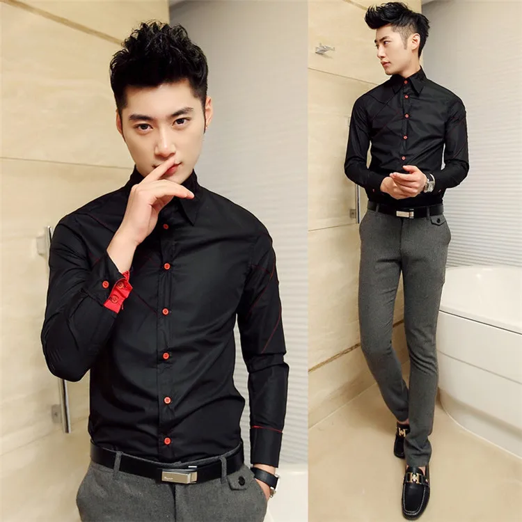 New Arrival Men  spring formal  long sleeve dress  shirt slim 