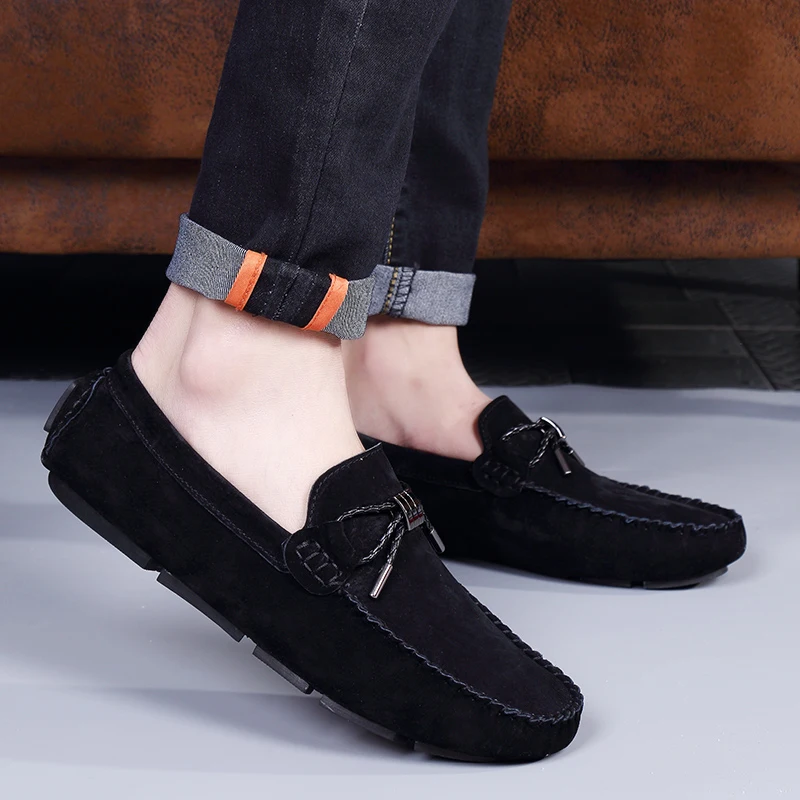 Conduite Homme Décontractée rouge Chaussures Mocassins Mâle Confortable gris Cuir Vache Respirant Hommes Appartements Loveontop 2019 De kaki Slip Suede on En Noir Tqp6axY4