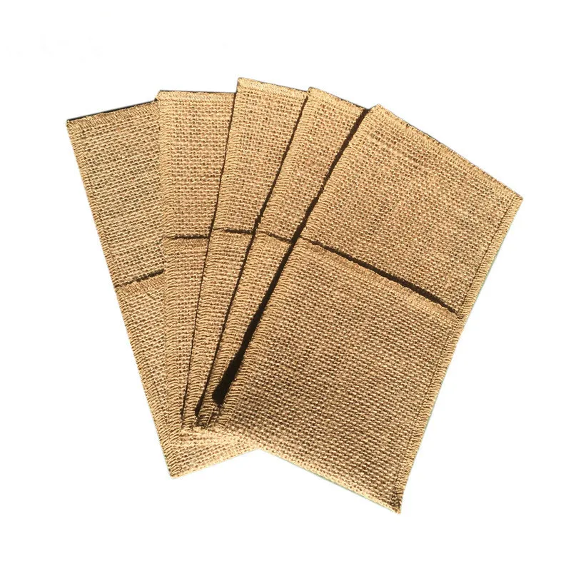 

ABLA 100Pcs/Lot Rustic Burlap Cutlery Pocket Wedding Cutlery Pouch Knife And Fork Pocket For Marriage Party Table Decoration
