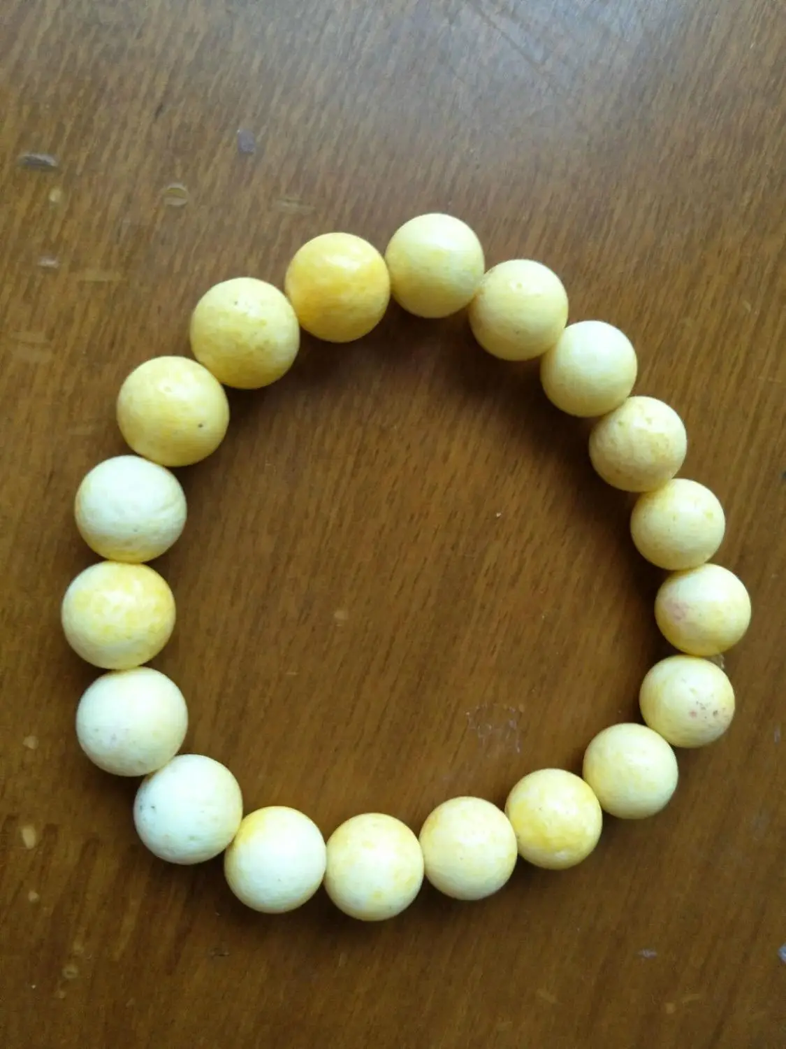 

New Fashion 10mm yellow Round Bead Bracelet Bangle 7'' 0331 28%
