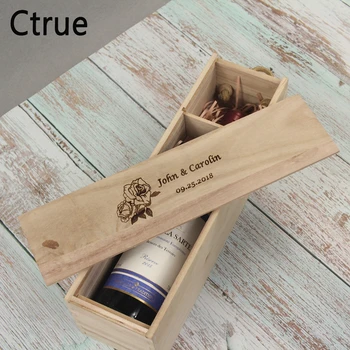 

Personalize Wooden Wine Box Wedding Anniversary Gift Corporate Gift Christmas Custom Rose Love Champagne Bottle Holder Box