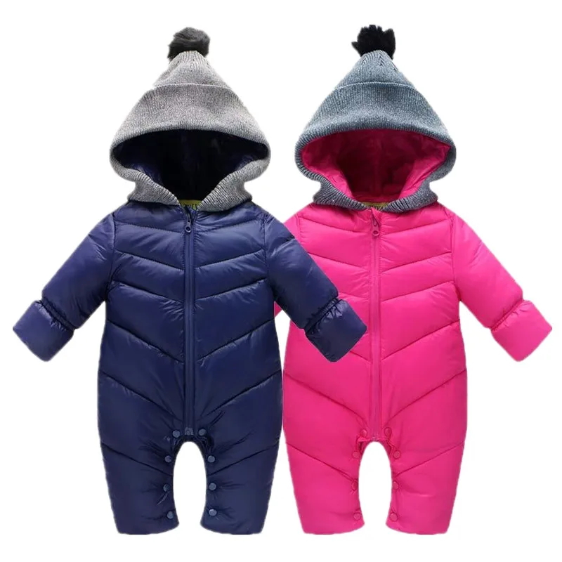 

Autumn Winter Baby Rompers Warm Baby Girl Boy Snowsuit Down Jacket Cotton Newborn Overalls Clothes Hooded Kids Children Jumpsuit